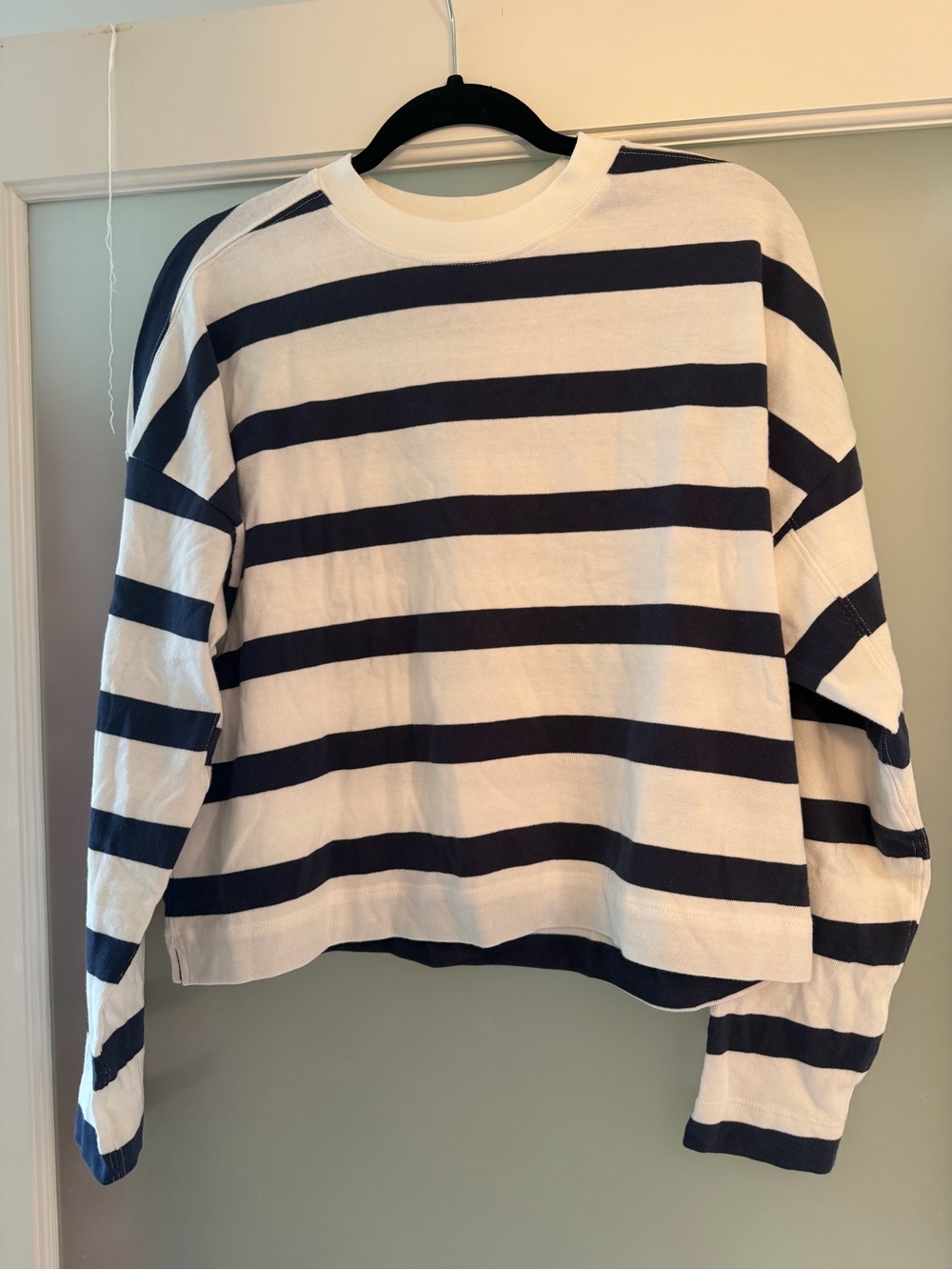 AYR Half Day - Striped Long-Sleeve - White & Navy